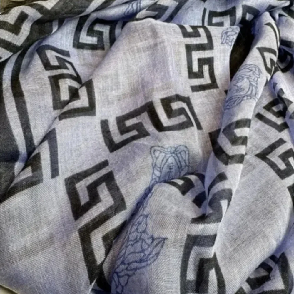 NEW Versace Blue and Black La Medusa Scarf/Shawl